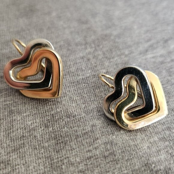 Ross Simon Sterling Silver & 14k Gold Heart Brooch & Earrings - Picture 6 of 8